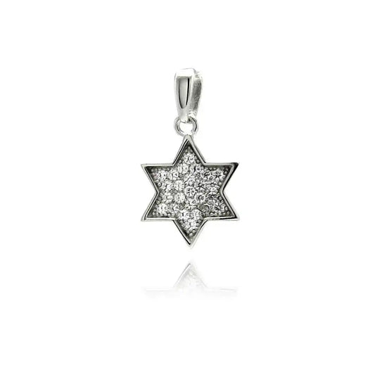 925 Sterling Silver Rhodium Plated Star CZ Dangling Pendant