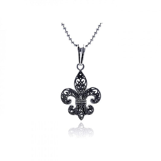 925 Silver Oxidized fLeur De Lis Pendant