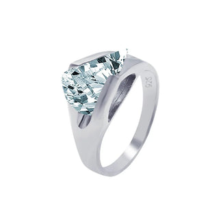 925 Silver Rhodium Plated Clear Sideways CZ Ring