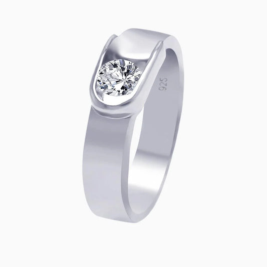 925 Silver Rhodium Plated CZ Belt Buckle Ring