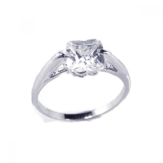 925 Sterling Silver Clearance Rhodium Plated Clear Single CZ Bridal Ring