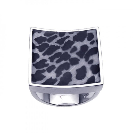 925 Silver Clearance-Rhodium Plated Square Animal Print Ring