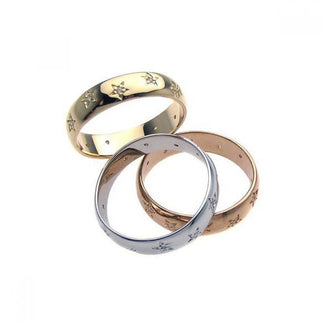 925 Silver Rhodium, Gold and Rose Gold Plated 3 Toned Clear CZ Stackable Star Ring Set