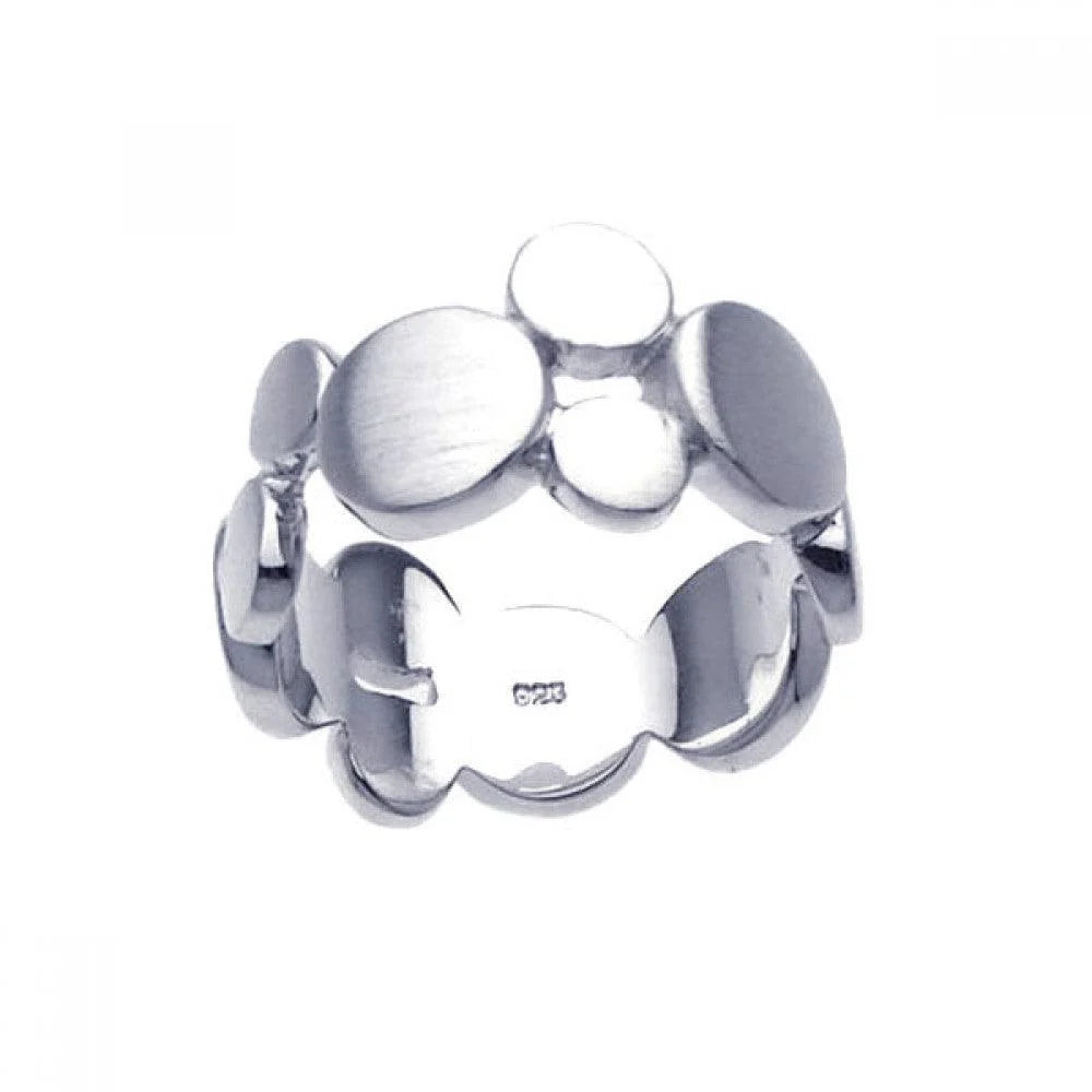 925 Silver Clearance-Rhodium Plated Matte Finish Rock Bubble Eternity Ring
