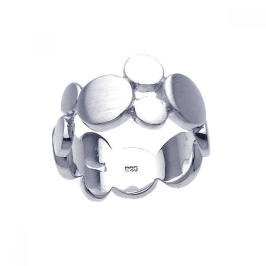 925 Silver Clearance-Rhodium Plated Matte Finish Rock Bubble Eternity Ring