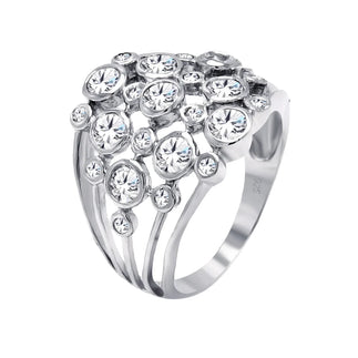 925 Silver Rhodium Plated Multi Shaped Clear CZ Cigar Band Ring