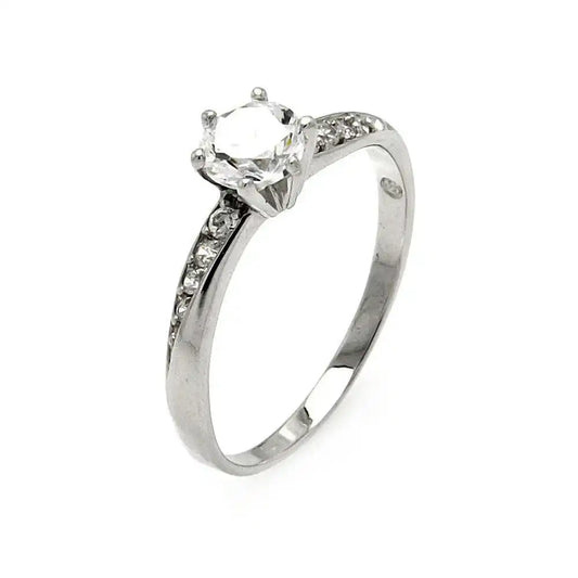 925 Sterling Silver Rhodium Plated Clear CZ Bridal Ring