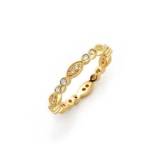 925 Sterling Silver Gold Plated Clear Round and Marquise CZ Stackable Eternity Ring