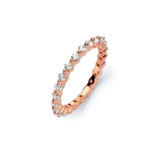 925 Sterling Silver Rose Gold Plated Clear CZ Stackable Eternity Ring