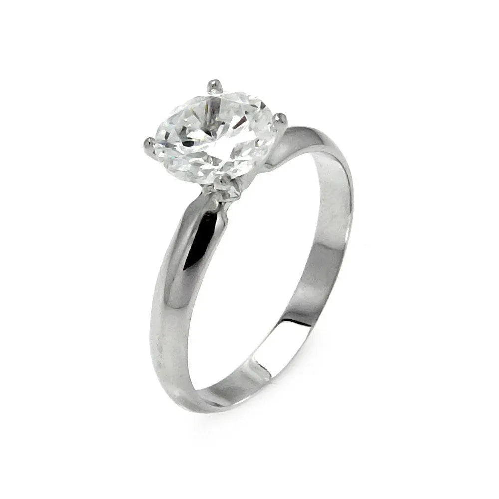 925 Sterling Silver Rhodium Plated Solitaire CZ Ring