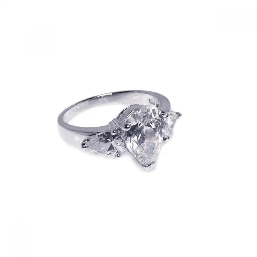 925 Sterling Silver Clearance Rhodium Plated Triple CZ Ring
