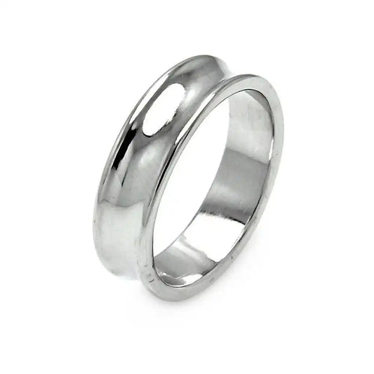 925 Sterling Silver Clearance Rhodium Plated High Polished Border Ring