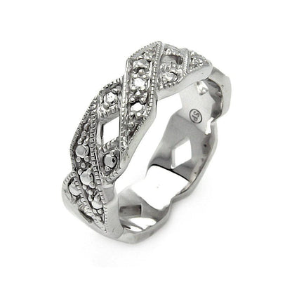 925 Silver Rhodium Plated Eternity X CZ Ring
