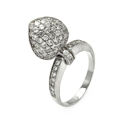 925 Sterling Silver Clearance Rhodium Plated Movable CZ Heart Ring