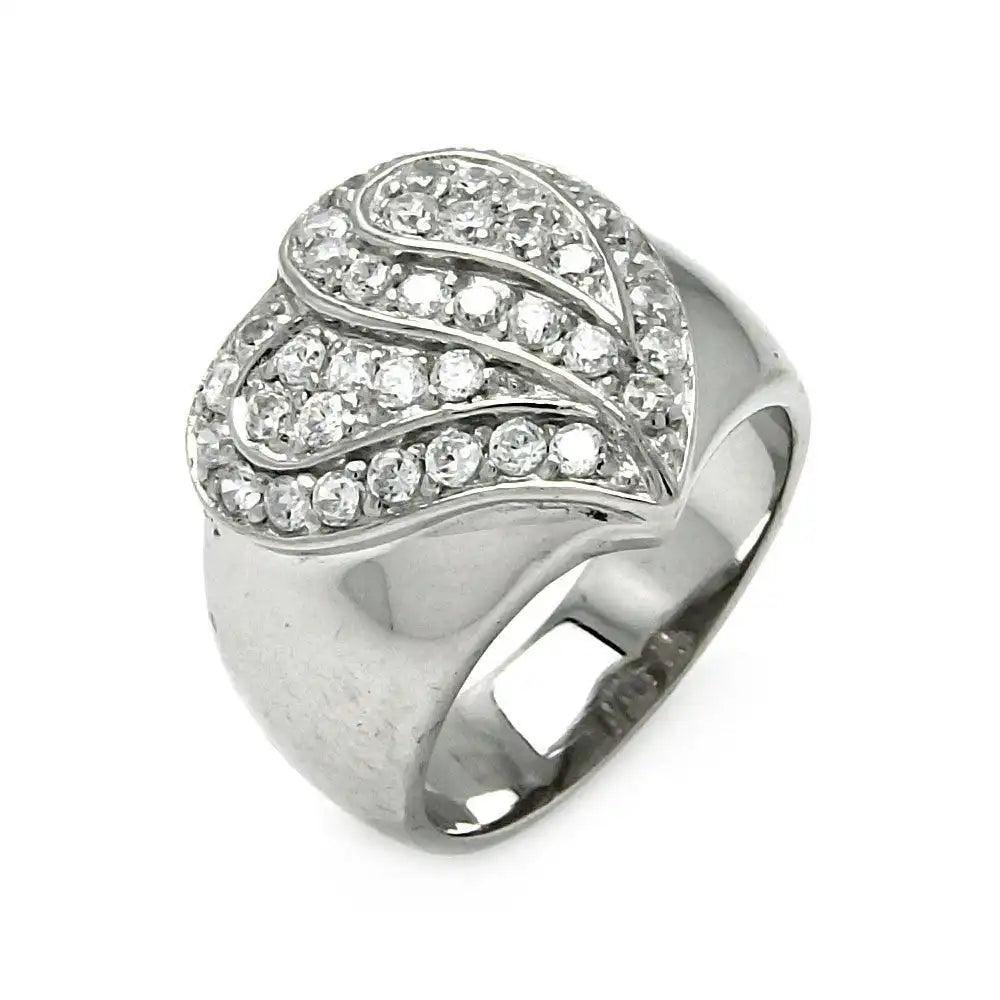 925 Sterling Silver Clearance Rhodium Plated CZ Covered Heart Ring