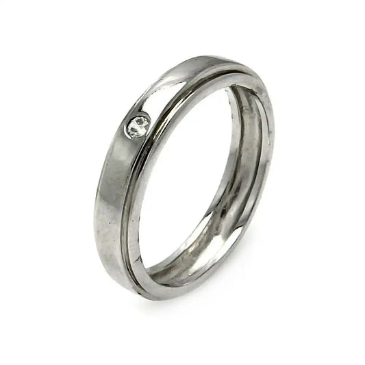 925 Sterling Silver Rhodium Plated Single CZ Ring