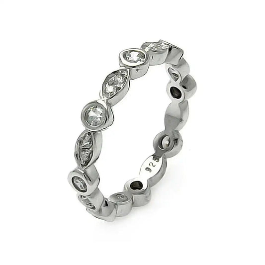 925 Sterling Silver Rhodium Plated CZ Stackable Eternity Ring