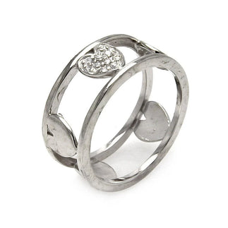 925 Silver Rhodium Plated CZ Eternity Heart Ring