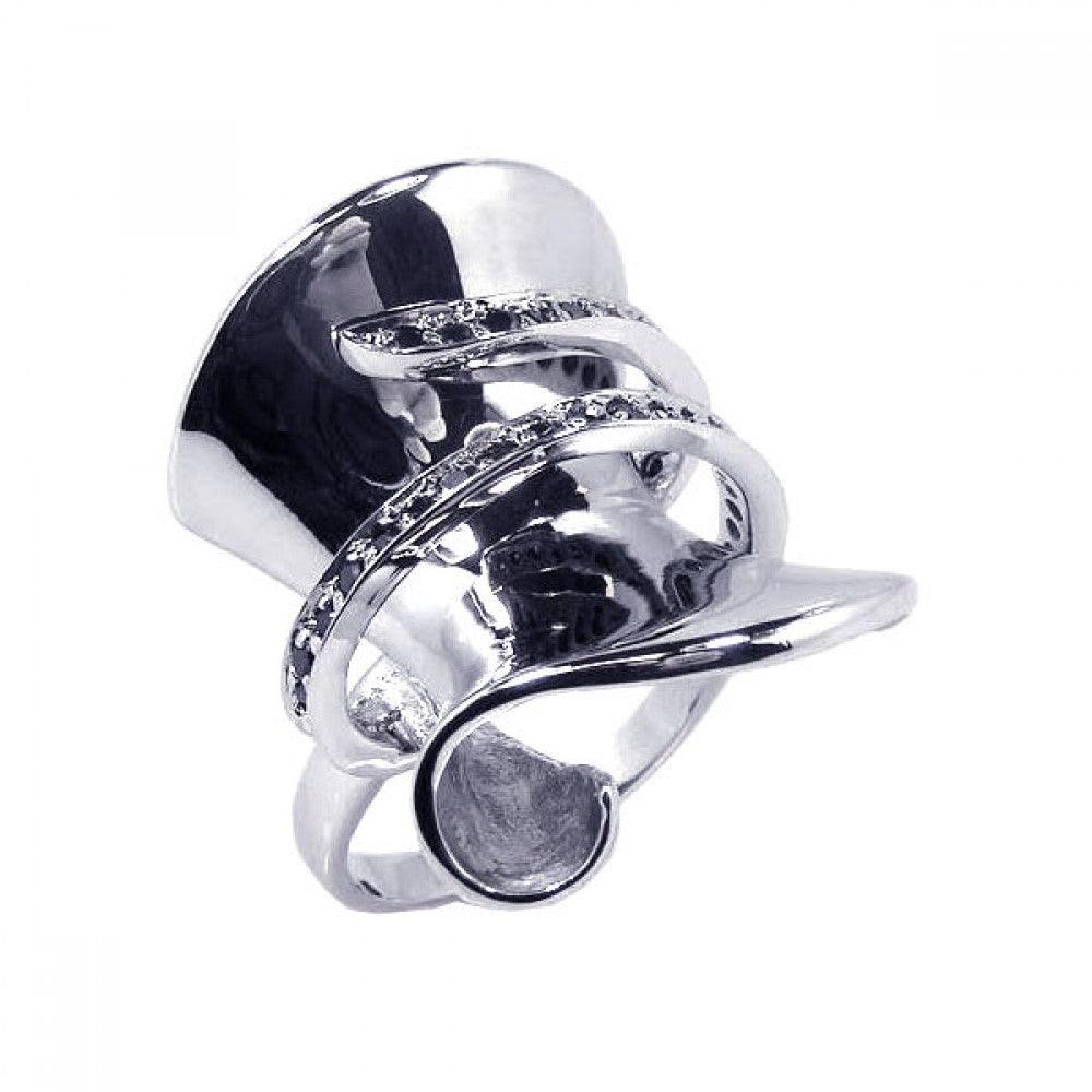 925 Silver Clearance-Rhodium Plated CZ Wrap Ring