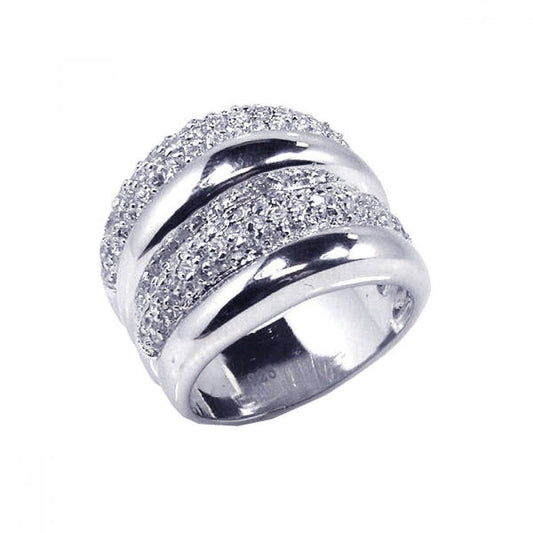 925 Silver Clearance-Rhodium Plated CZ Wide Ring