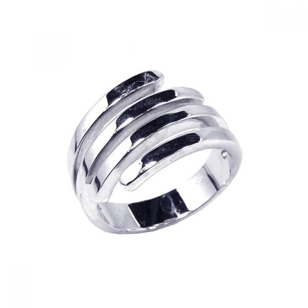 925 Silver Clearance-Rhodium Plated 4 Row Ring