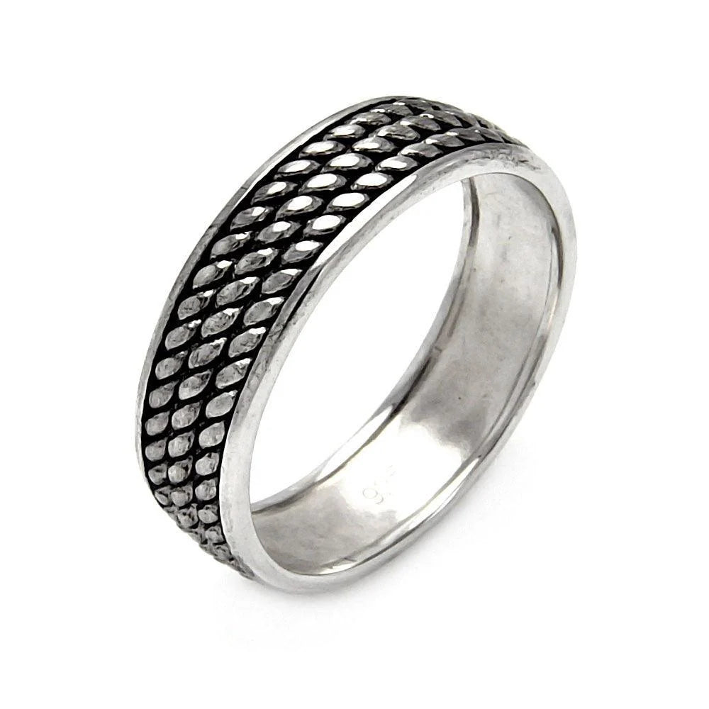 925 Silver Oxidized Rhodium Plated Eternity Rope Ring