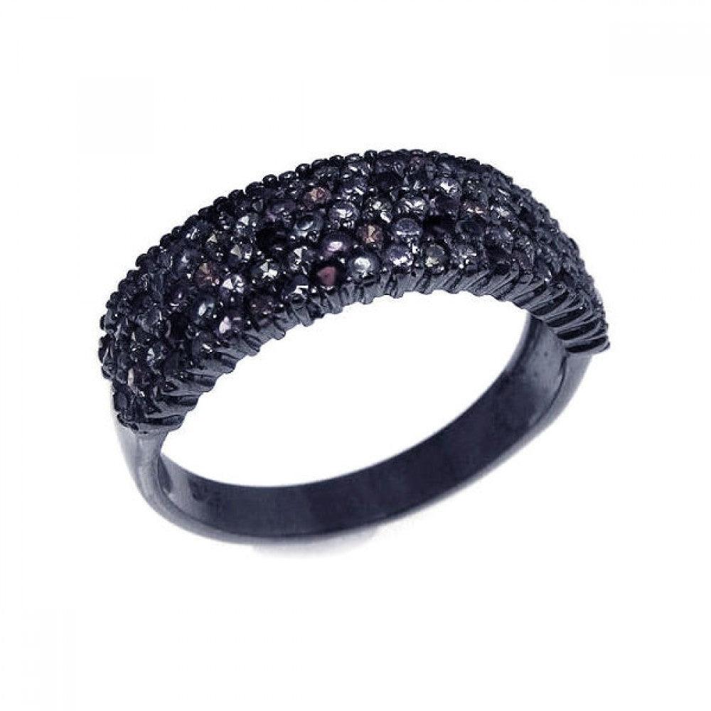 925 Silver Clearance-Black Rhodium Plated Multi Color Pave Set CZ Ring