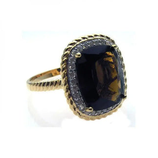 925 Sterling Silver Rhodium and Gold Plated Clearance Plated Brown Center and Clear Cluster CZ Ring