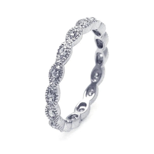 925 Sterling Silver Rhodium Plated CZ Stackable Eternity Ring