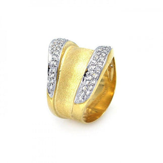 925 Silver Clearance-Gold Plated Pave Set CZ Ring