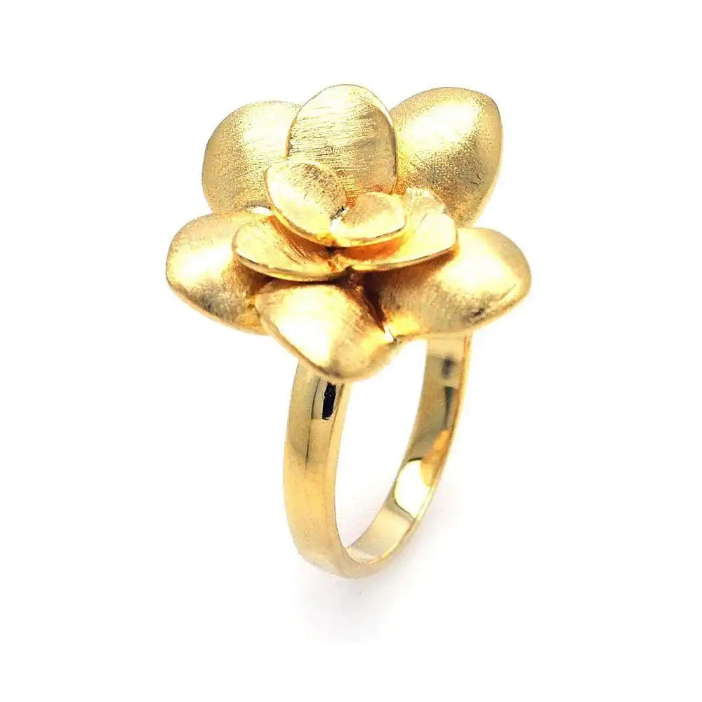 925 Sterling Silver Clearance Gold Plated Flower Ring