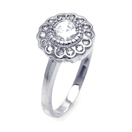 925 Sterling Silver Clearance Rhodium Plated Cluster Set CZ Ring
