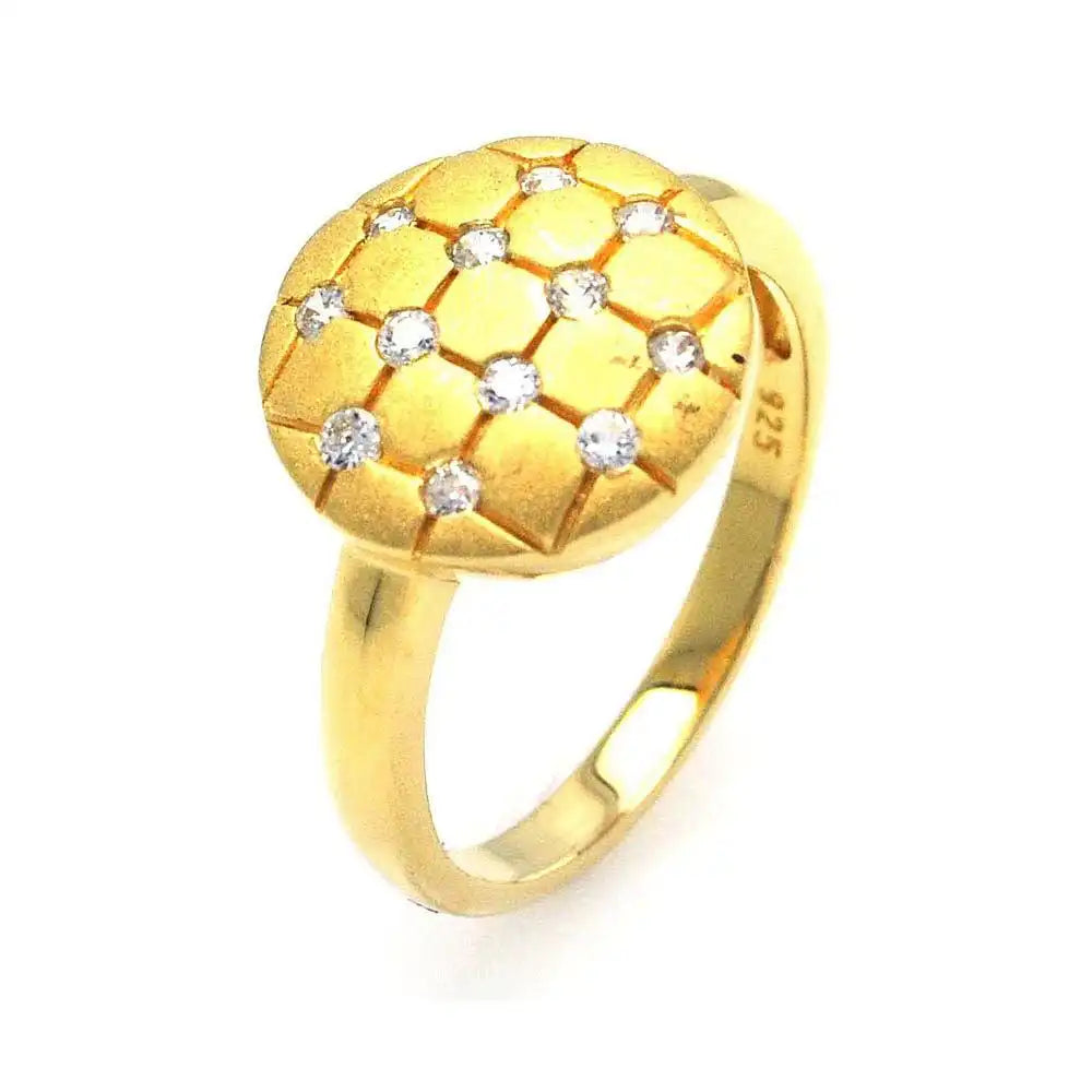 925 Sterling Silver Clearance Gold Plated CZ Circle Mosaic Ring