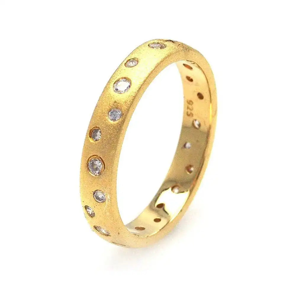 925 Sterling Silver Gold Plated CZ Eternity Ring