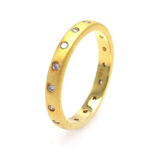 925 Sterling Silver Gold Plated CZ Stackable Eternity Ring