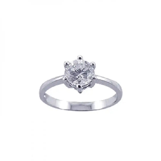 925 Sterling Silver Rhodium Plated CZ Solitaire Ring