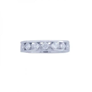 925 Sterling Silver Rhodium Plated Square CZ Eternity Ring