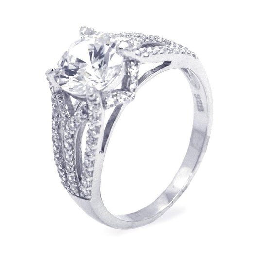 925 Silver Rhodium Plated Clear Center CZ Ring