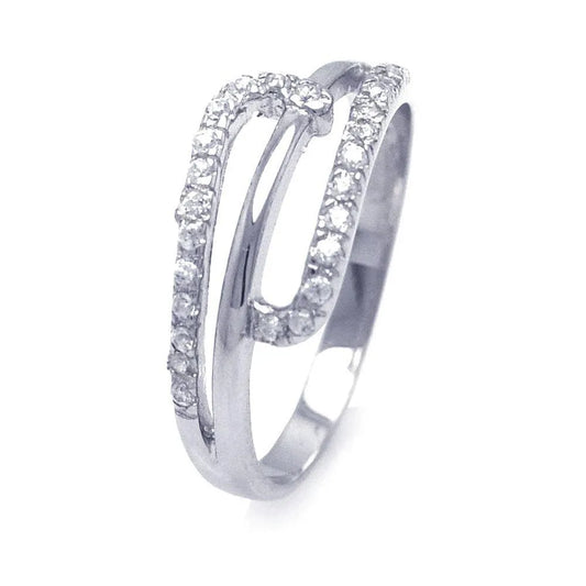 925 Sterling Silver Clearance Rhodium Plated CZ Attached Ring