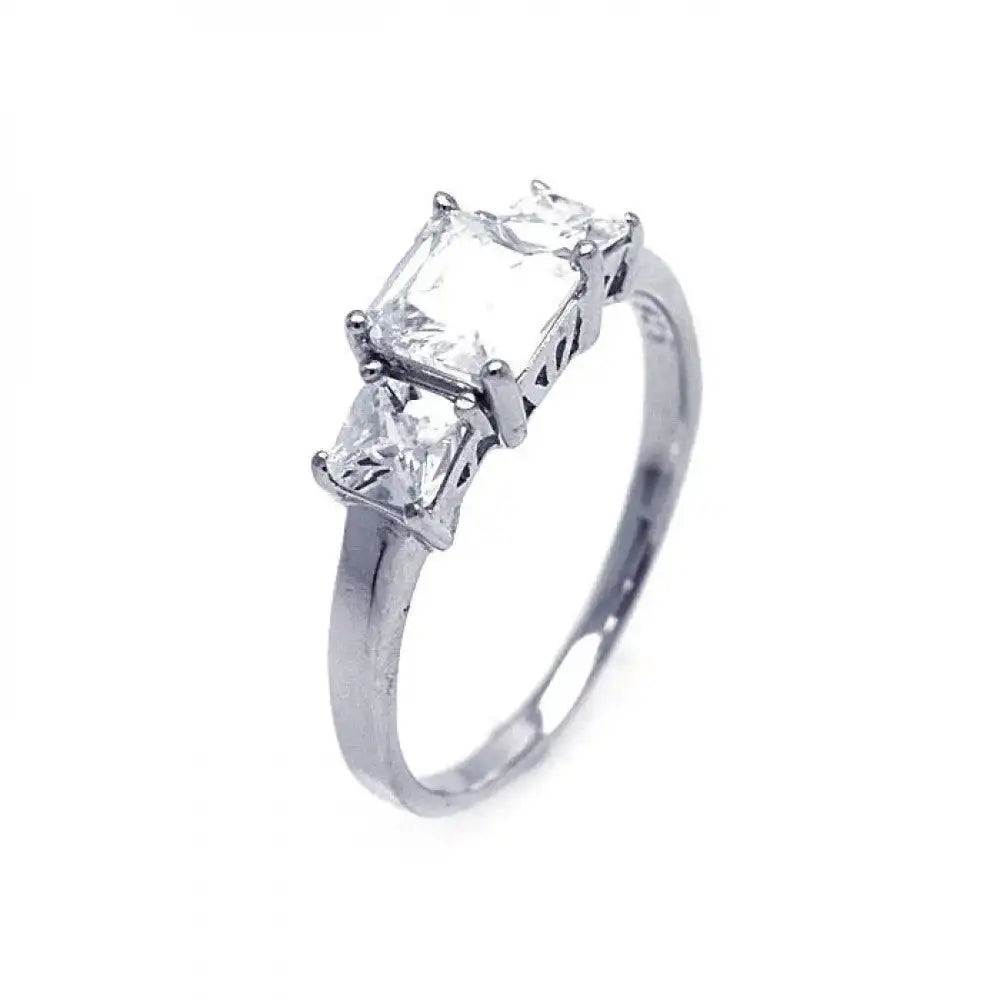 925 Sterling Silver Rhodium Plated CZ Past Present Future Ring