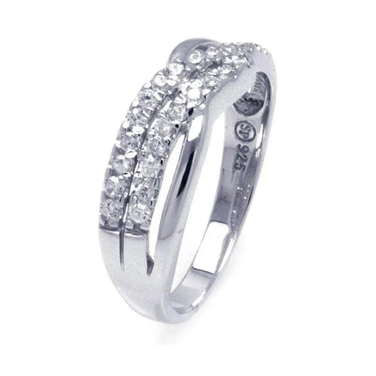 925 Sterling Silver Rhodium Plated CZ Wave Ring