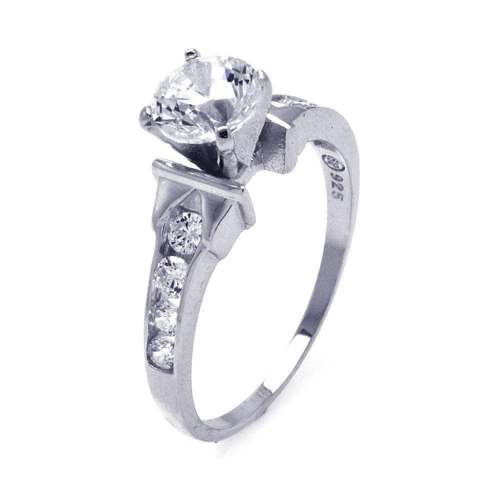 925 Silver Rhodium Plated CZ Engagement Ring