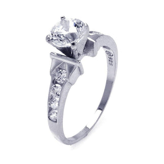 925 Silver Rhodium Plated CZ Engagement Ring