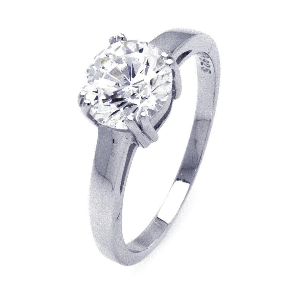 925 Silver Rhodium Plated CZ Solitaire Ring