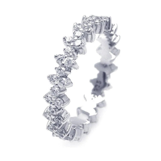 925 Sterling Silver Rhodium Plated Clear Double Sided CZ Stackable Eternity Ring