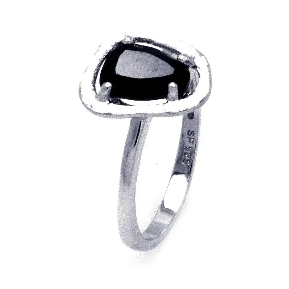 925 Sterling Silver Rhodium Plated Black Center CZ Ring