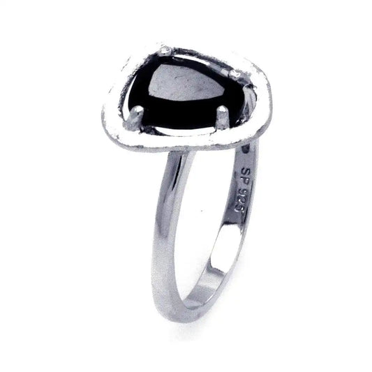 925 Sterling Silver Rhodium Plated Black Center CZ Ring