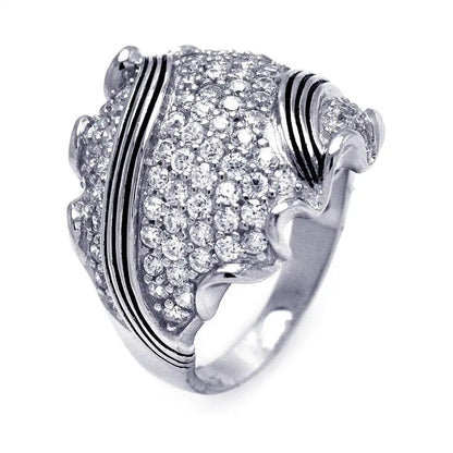 925 Sterling Silver Clearance Rhodium and Black Rhodium Plated Pave Set Clear CZ Stripe Ring