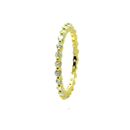 925 Sterling Silver Gold Plated Clear CZ Stackable Eternity Ring