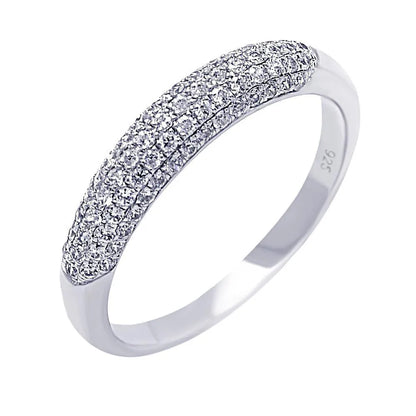 925 Sterling Silver Rhodium Plated Micro Pave CZ Ring